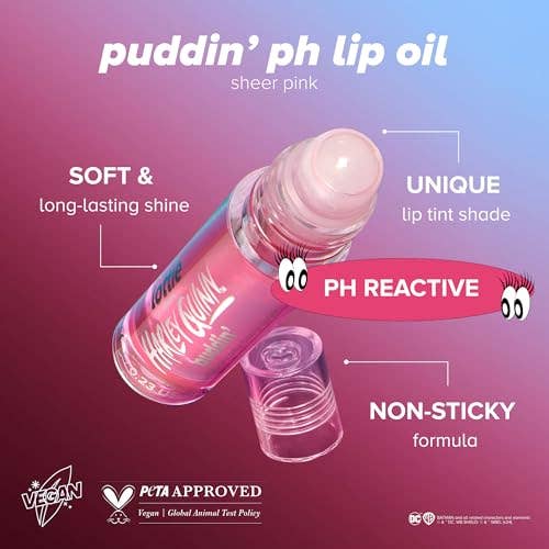 Lottie London Harley Quinn Puddin’ pH Color Changing Lip Oil - Sheer Pink - Caffeine Critical Caffeine Critical
