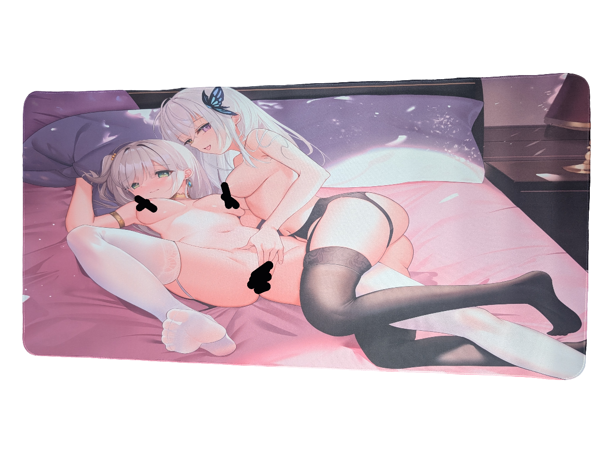 Lesbian spreading Waifu Hentai Playmat