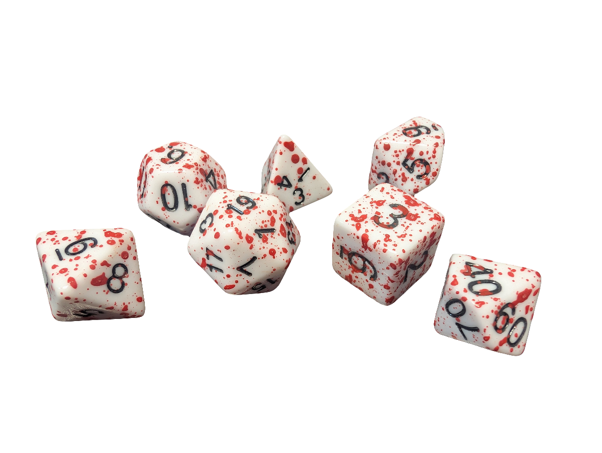 D20 Dice Set Bloodsplatter Effect Caffeine Critical