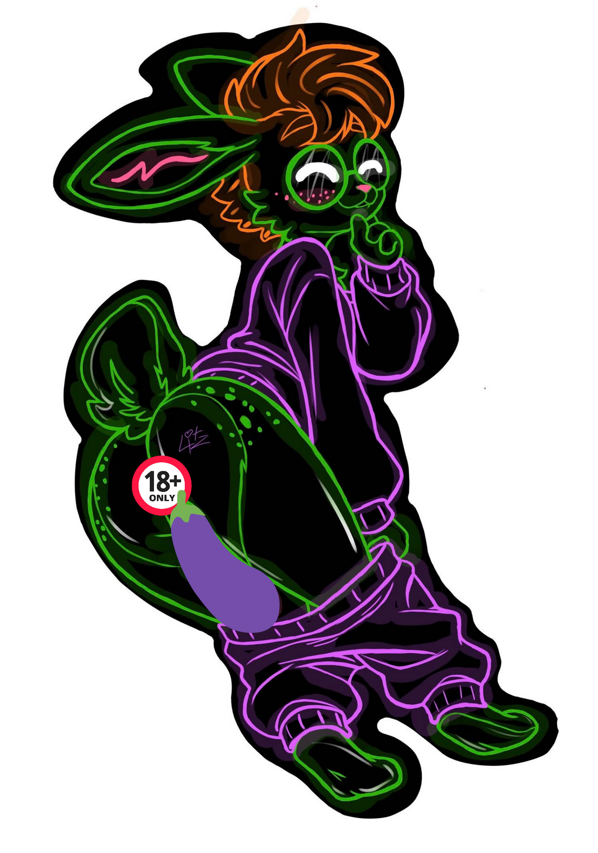 Neon Furry Yiff Hentai Sticker by Litz | Waterproof Uncensored Sticker Caffeine Critical