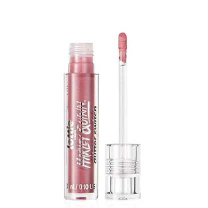 Lottie London Transforming Liquid Lipstick in Wanted, Transforming liquid lipstick with a metallic glitter finish in a nude pink shade - Caffeine Critical