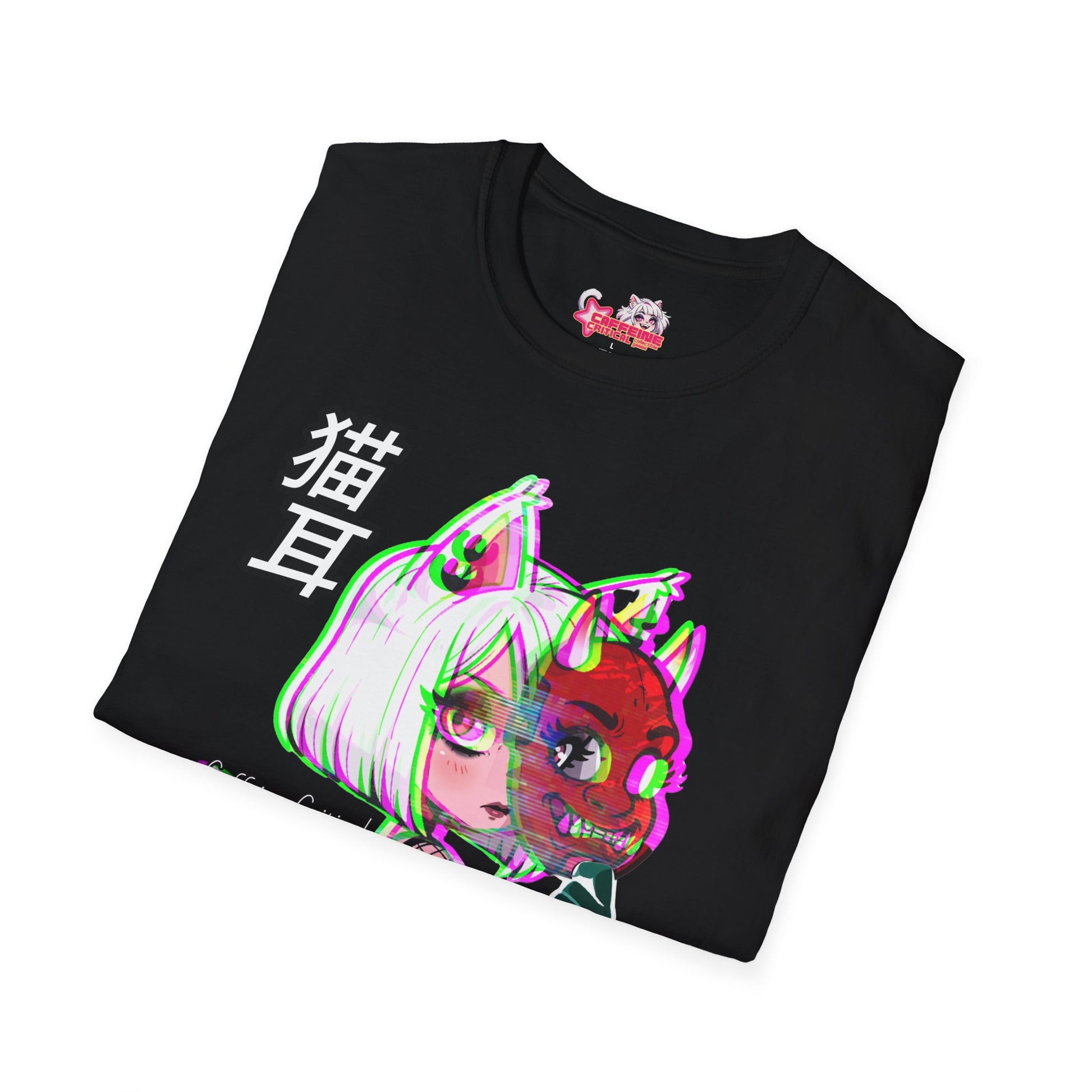Catanna Oni Glitch Cat-girl Waifu T-Shirt - Caffeine Critical