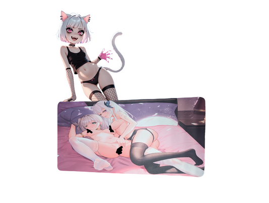 Lesbian spreading Waifu Hentai Playmat