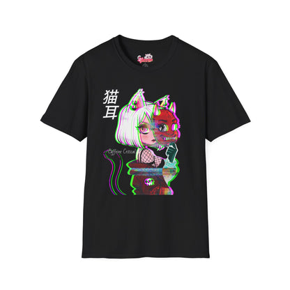 Catanna Oni Glitch Cat-girl Waifu T-Shirt - Caffeine Critical