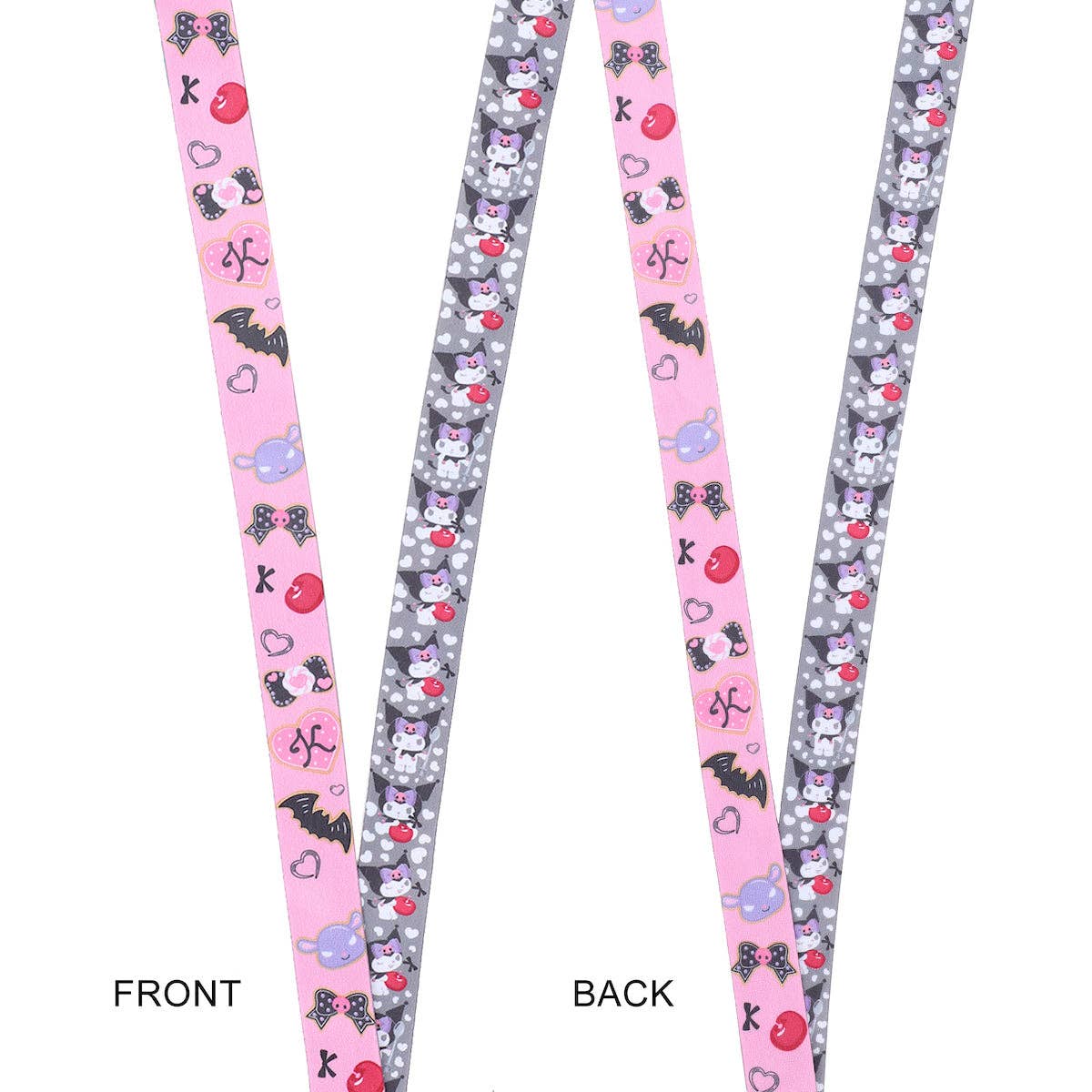 Kuromi Cherries & Cookies 22-Inch Lanyard With Kuromi Charm and Clear ID Sleeve Caffeine Critical