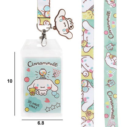 Cinnamaroll Snack Time Theme 22-inch Lanyard with Clear ID Sleeve and Rubber Charm