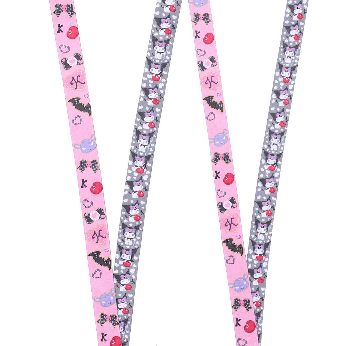 Kuromi Cherries & Cookies 22-Inch Lanyard With Kuromi Charm and Clear ID Sleeve Caffeine Critical