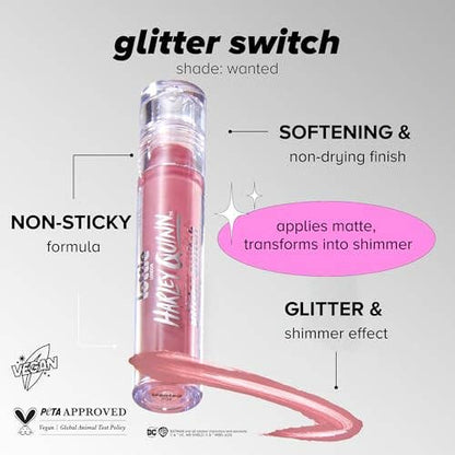 Lottie London Transforming Liquid Lipstick in Wanted, Transforming liquid lipstick with a metallic glitter finish in a nude pink shade - Caffeine Critical