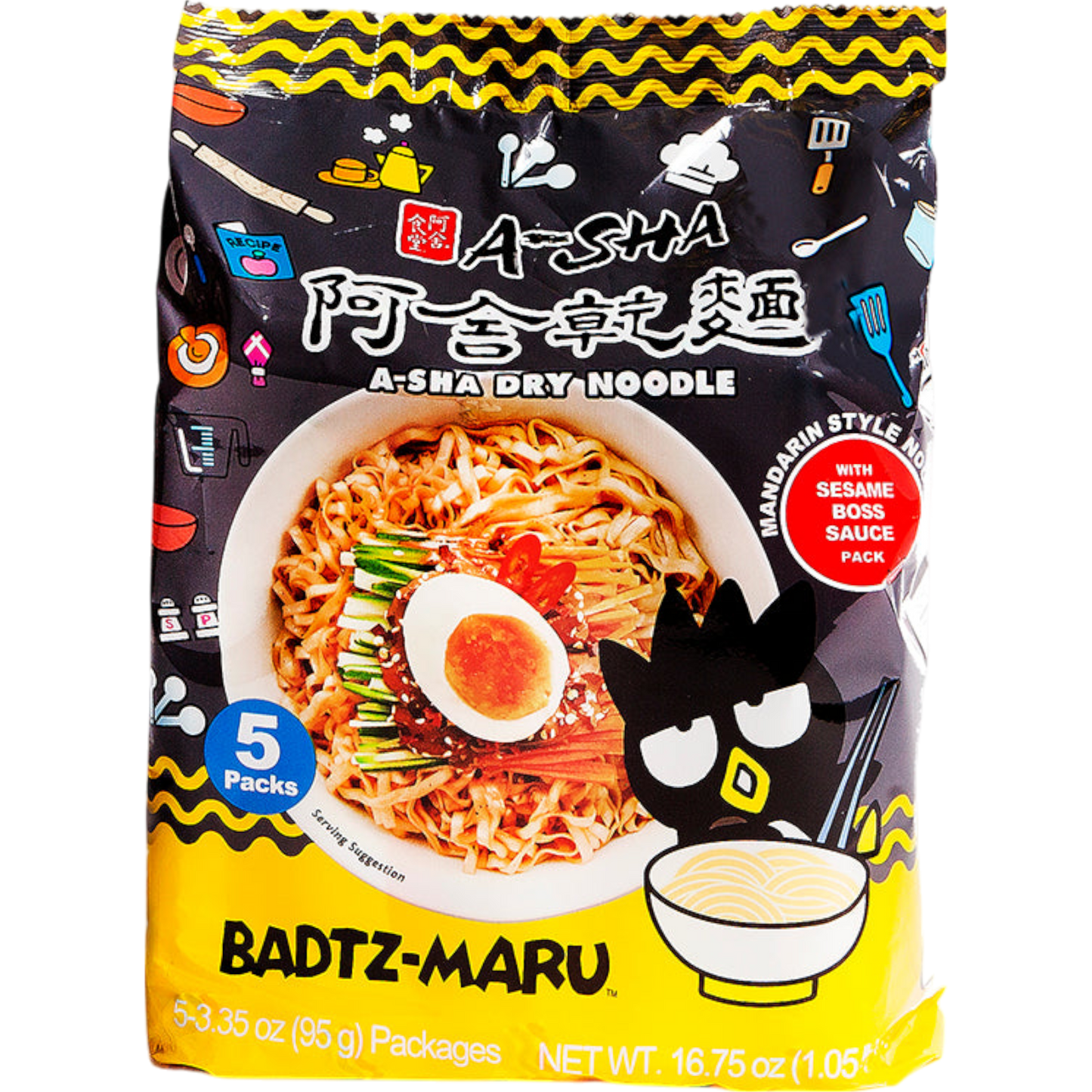 A-Sha Sanrio Badtz-Maru Dry Noodles 5 pack - Caffeine Critical Caffeine Critical