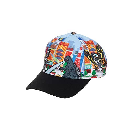 Godzilla Cityscape Monsters Cartoon All Over Print Snapback Hat for Men Caffeine Critical