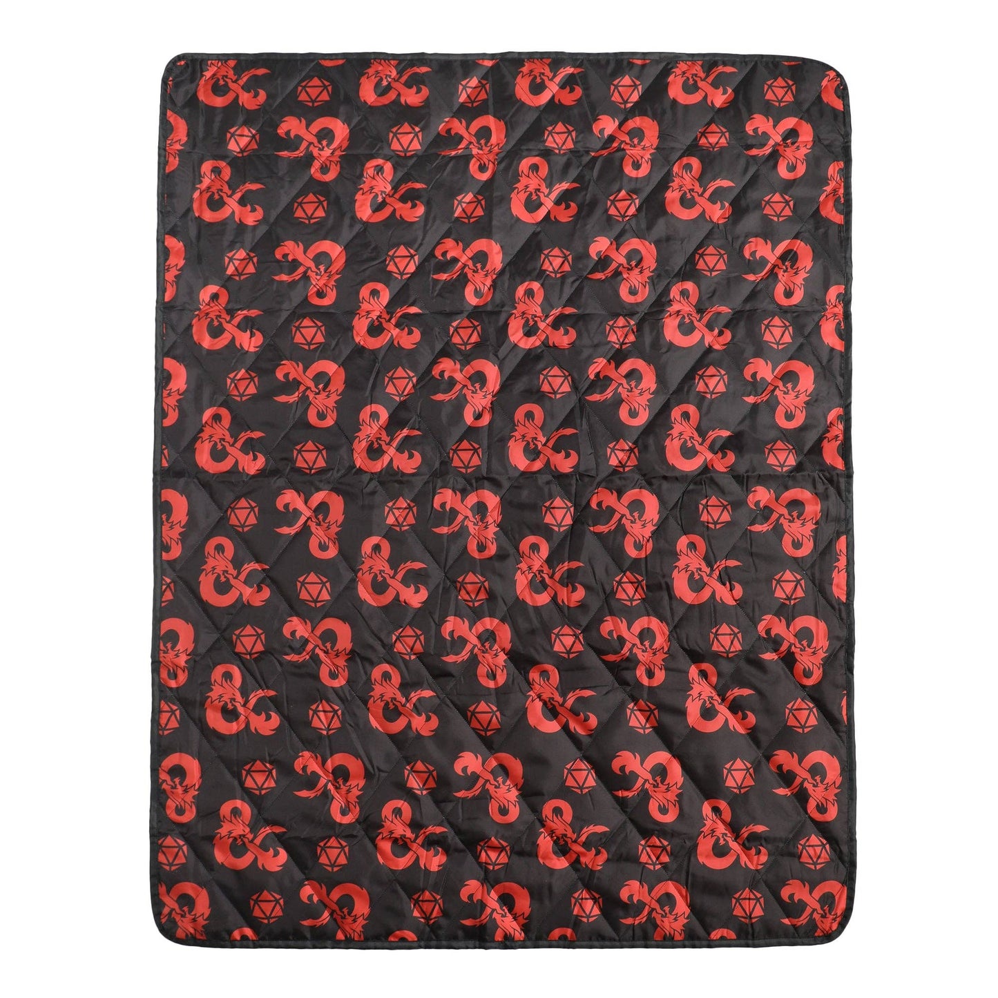 Dungeons & Dragons Ampersand Logo AOP Black Waterproof Quilted Camping Picnic Outdoor Blanket Caffeine Critical