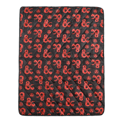 Dungeons & Dragons Ampersand Logo AOP Black Waterproof Quilted Camping Picnic Outdoor Blanket