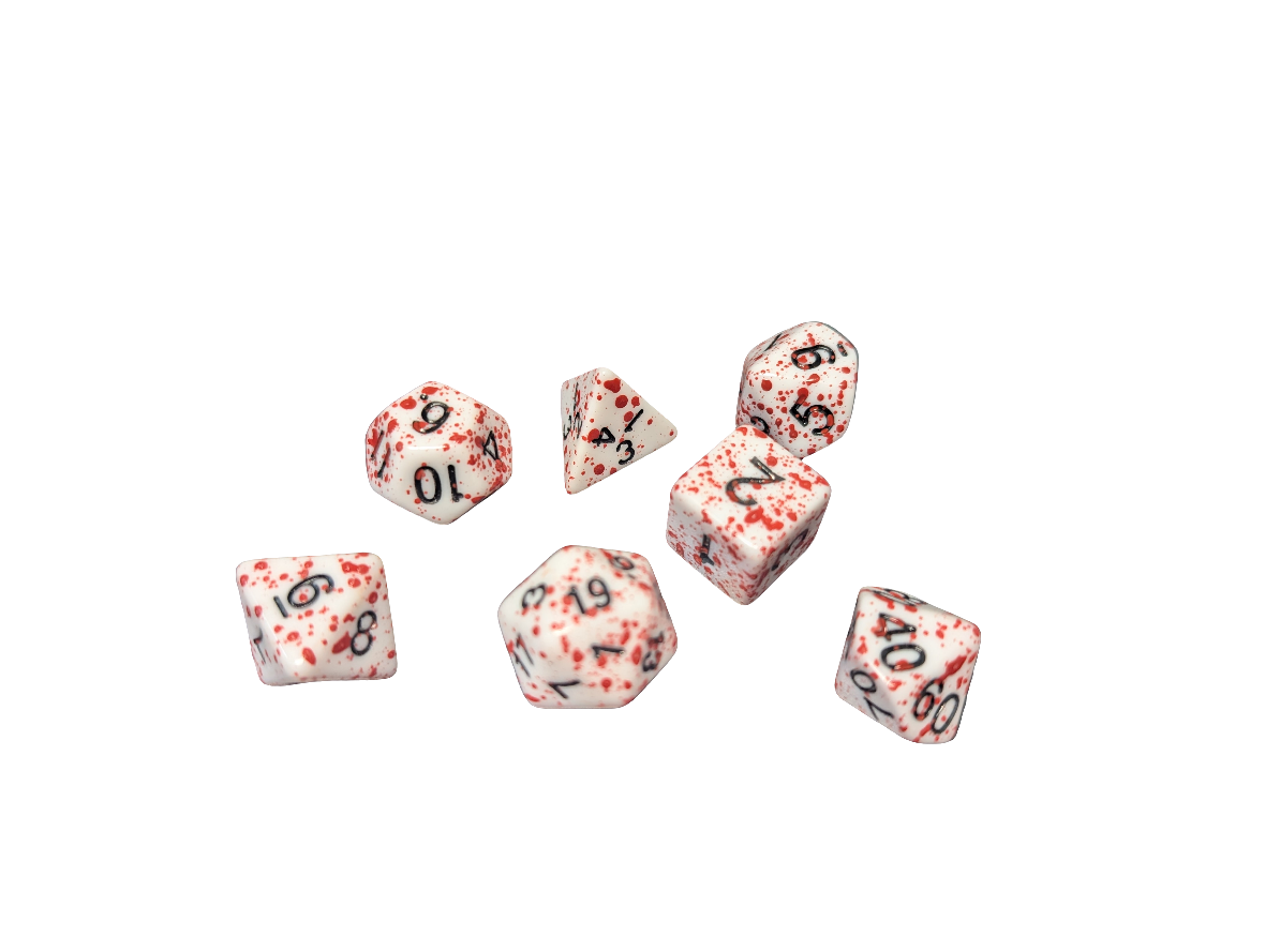 D20 Dice Set Bloodsplatter Effect