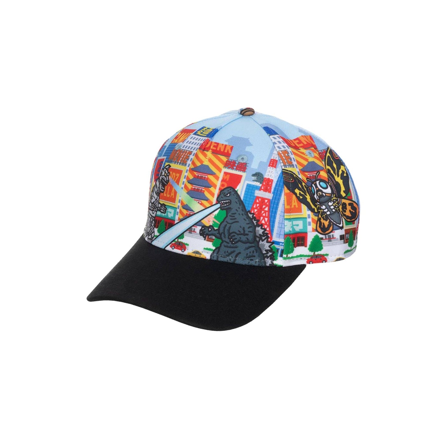 Godzilla Cityscape Monsters Cartoon All Over Print Snapback Hat for Men Caffeine Critical