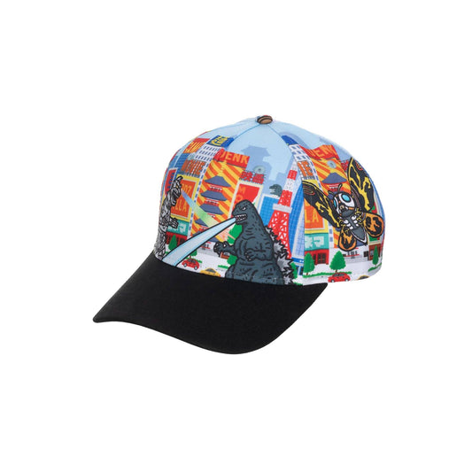 Godzilla Cityscape Monsters Cartoon All Over Print Snapback Hat for Men - Caffeine Critical Caffeine Critical