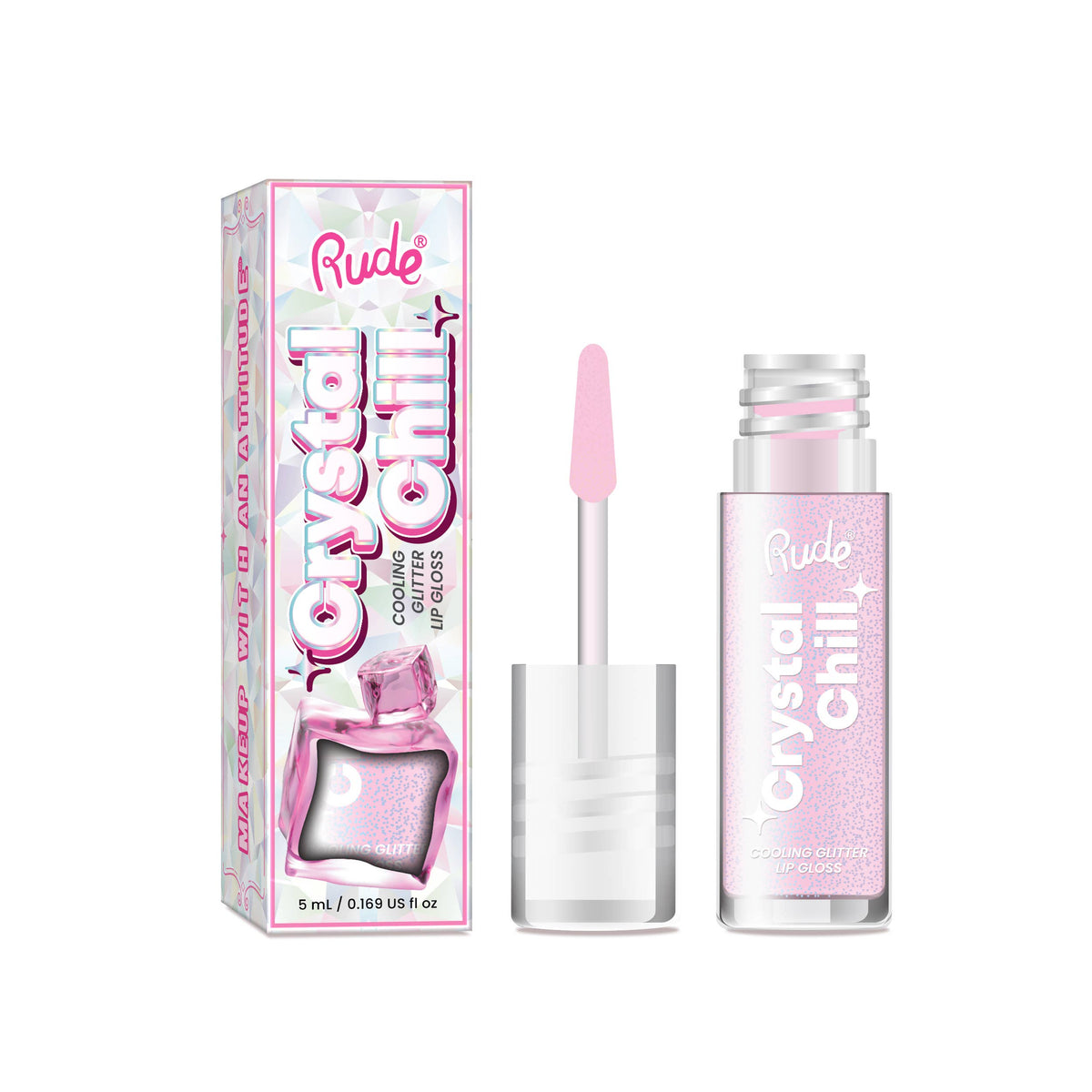 Crystal Chill Cooling Glitter Lip Gloss: Arctic Rose Caffeine Critical
