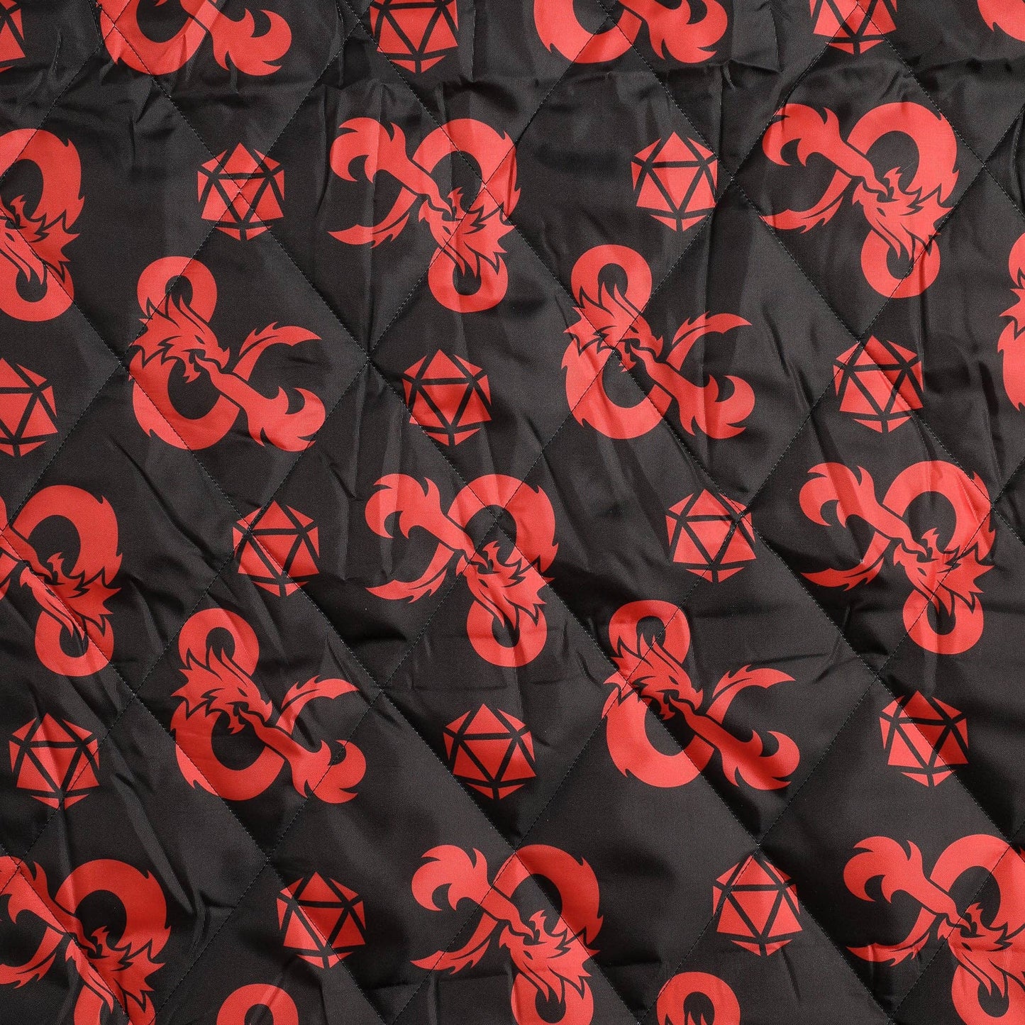 Dungeons & Dragons Ampersand Logo AOP Black Waterproof Quilted Camping Picnic Outdoor Blanket Caffeine Critical