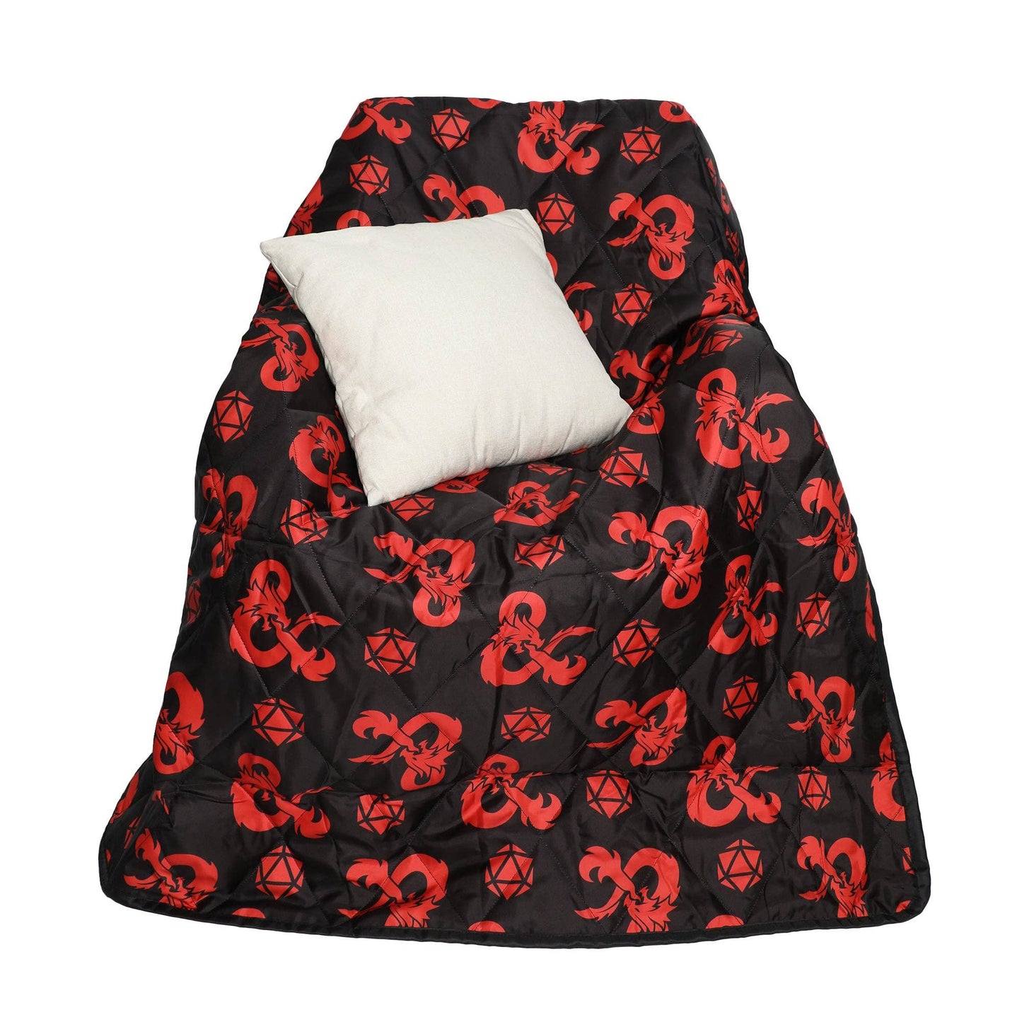 Dungeons & Dragons Ampersand Logo AOP Black Waterproof Quilted Camping Picnic Outdoor Blanket Caffeine Critical