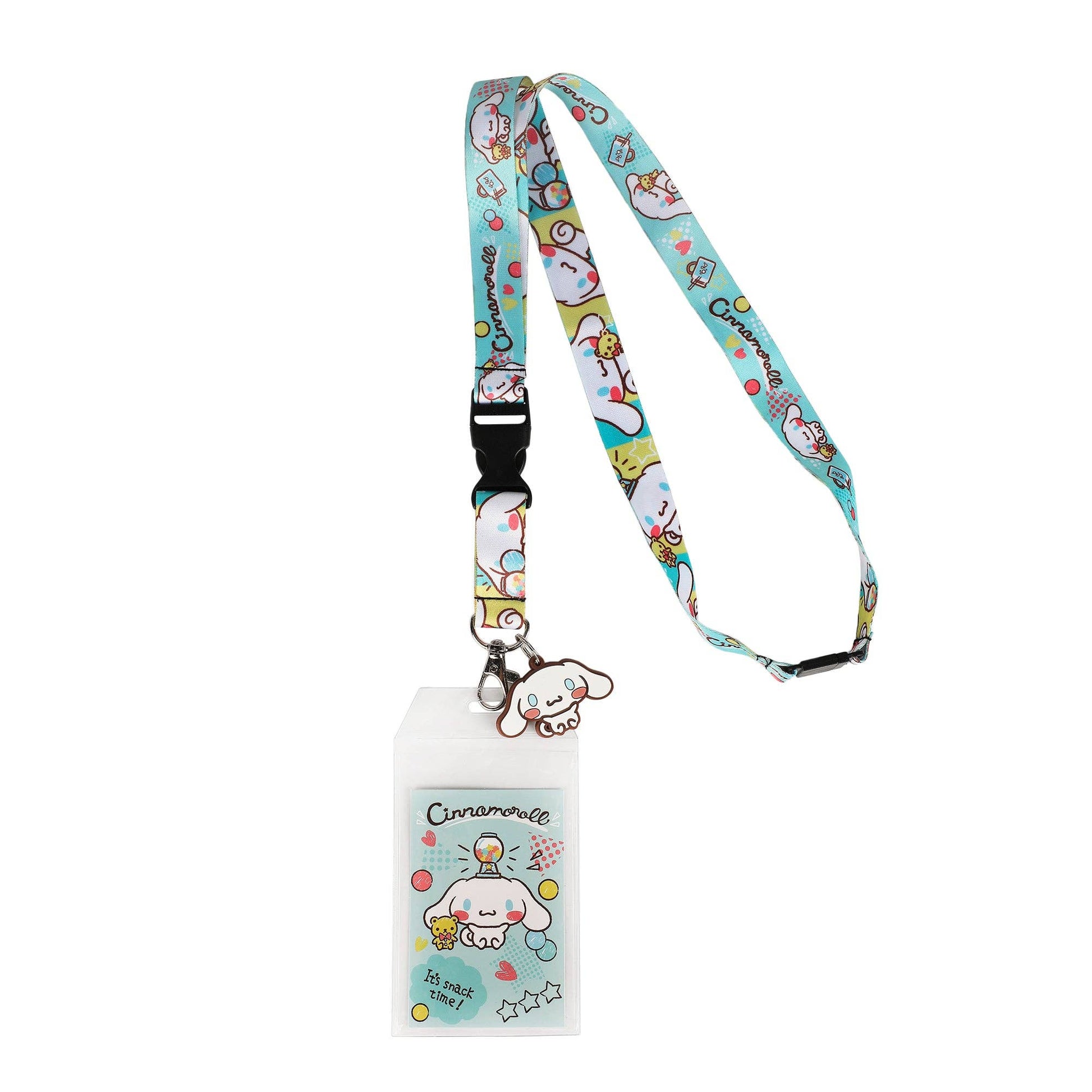 Cinnamaroll Snack Time Theme 22-inch Lanyard with Clear ID Sleeve and Rubber Charm