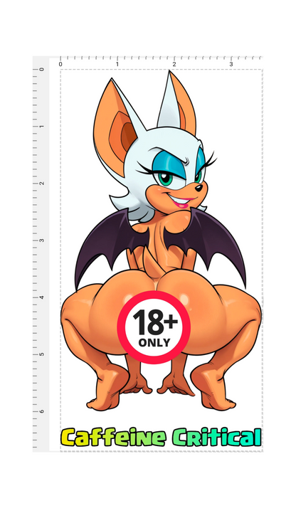 Squat Series Rouge the Bat | 6"×3.5" Uncensored Waterproof Waifu Hentai Stickers - Caffeine Critical