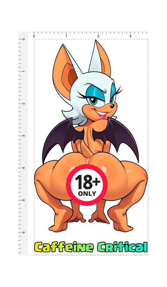 Squat Series Rouge the Bat | 6"×3.5" Uncensored Waterproof Waifu Hentai Stickers - Caffeine Critical Caffeine Critical