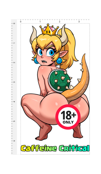 Squat Series Bowsette | 6"×3.5" Uncensored Waterproof Waifu Hentai Stickers - Caffeine Critical