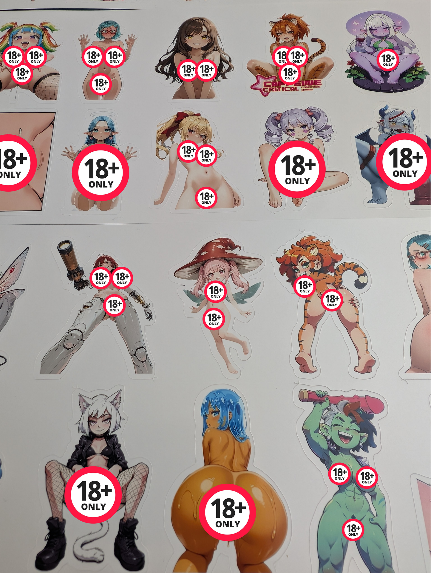 25 Assorted Hentai Stickers 1.5inch - Caffeine Critical Caffeine Critical